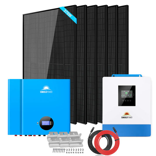 Off-Grid Solar Kit 5000W 48VDC 120V 10.24KWH PowerWall Lithium Battery 6 X 370 Watts Solar Panels SGM-5K10M