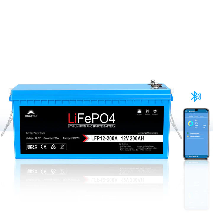 12V 200Ah LiFePo4 Deep Cycle Lithium Battery Bluetooth / Self-Heating / IP65 | 1 unit