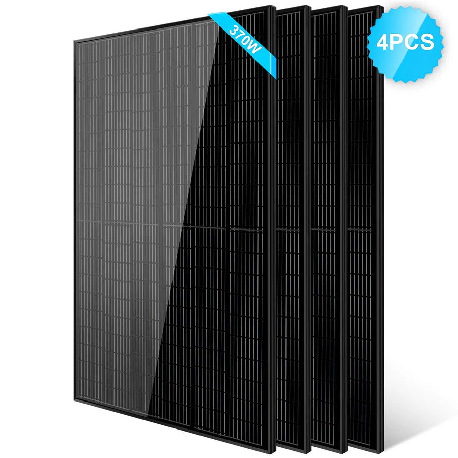 370W Mono Black PERC Solar Panel - 4 pcs