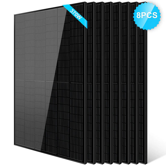 370W Mono Black PERC Solar Panel - 8 pcs