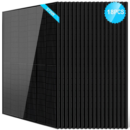 370W Mono Black PERC Solar Panel - 18 pcs