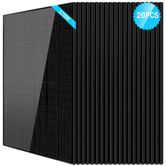 370W Mono Black PERC Solar Panel - 20 pcs