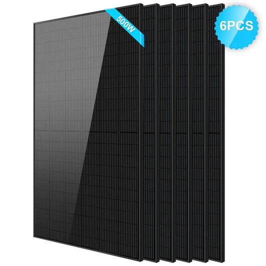 500W Mono Black PERC Solar Panel - 6 units